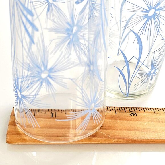 2 Swanky Swigs Blue Flower Juice Glass 6oz Midcentury spike floral wildflower MC - Picture 6 of 6